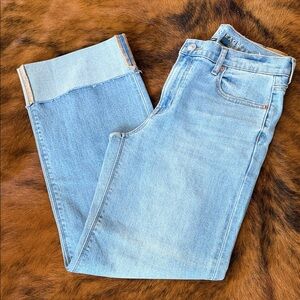 American Eagle Stovepipe Light Blue Cuffed Flare Jeans